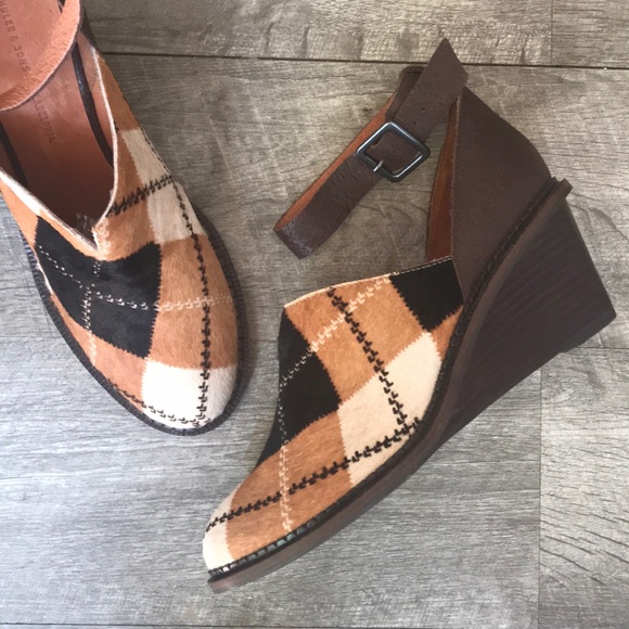 Anthropologie Shoes - Schuler & Sons Argyle Pony Hair Ankle Wedge. SZ 8